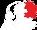 Kaart van Nederland met de provincie Groningen in het rood